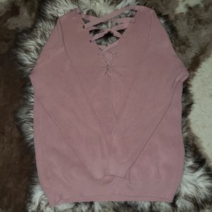 Simply Couture Tops - Pink mauve knit criss cross sweater Simply Couture Tops - Pink mauve knit criss cross sweater